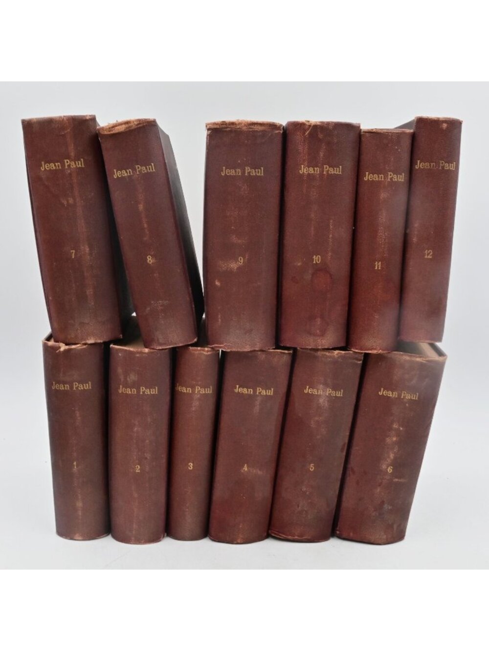 Jean Paul Sämtliche Werke 1-12 Antique German Leather Books Set Complete 1860s